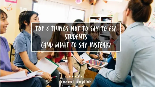 Teacher leading a small group discussion with ESL students in a classroom setting
